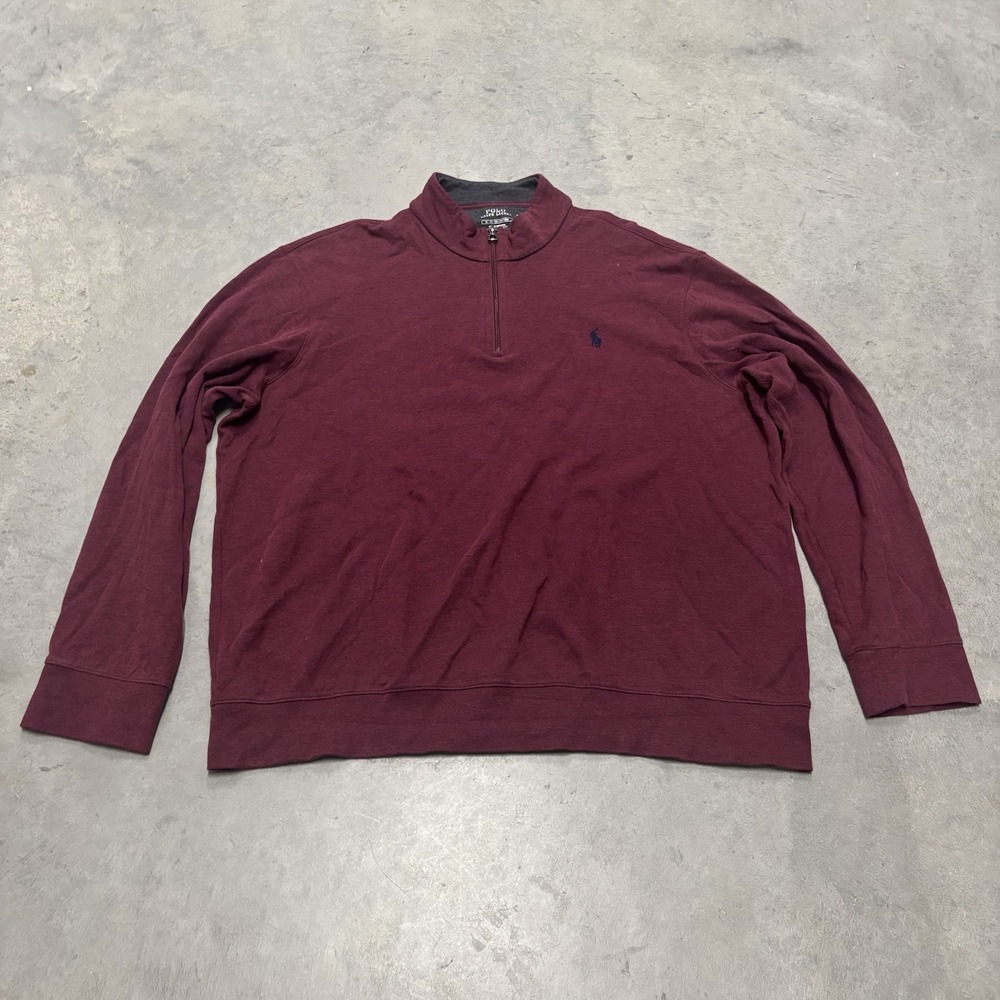Polo Ralph Lauren Maroon 1/4 Quarter Zip Sweater Mock Neck Mens‎ XL Pullover